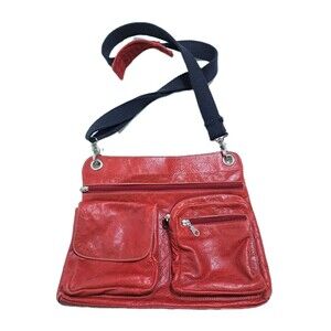 Venet Leather Crossbody Shoulder Bag Purse Red Orange Satchel Bag Hobo